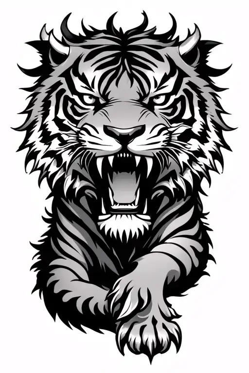 dragon style tiger tattoo design idea