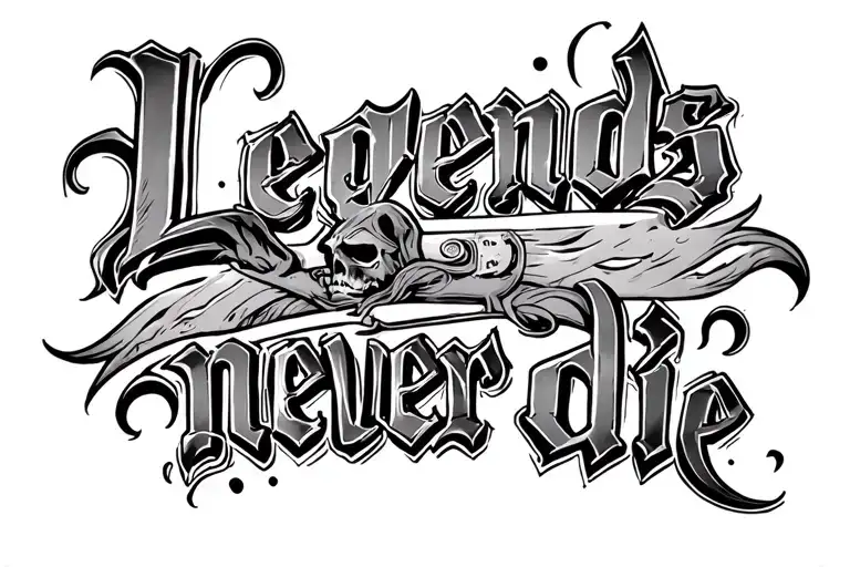 legends never die " wrote tattoo design idea