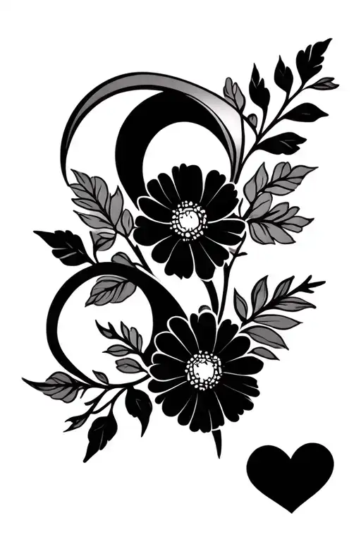 kids initials incorporated with hearts infinity symbol flowers tattoo design idea