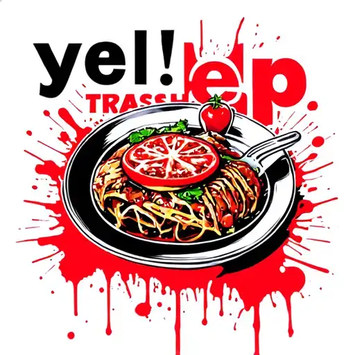 a plate of food and the word "yelp" tattoo design idea
