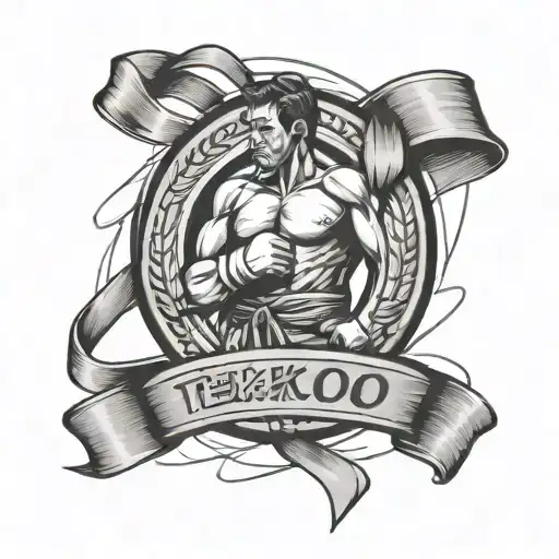 taekwondo black belt wrapped round tattoo design idea