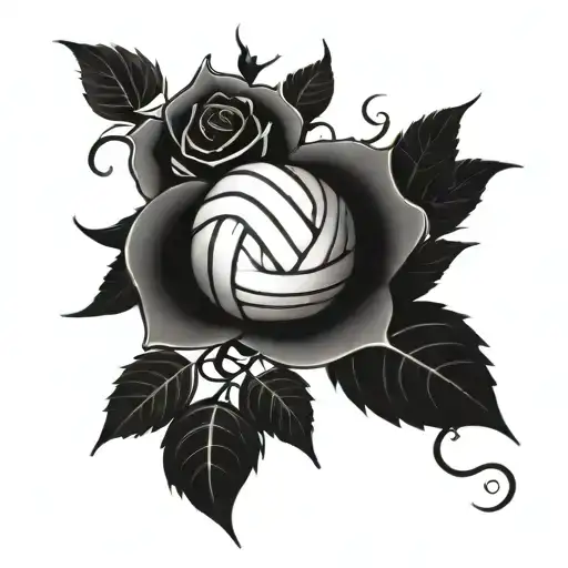 volleyball and roses wrapped tattoo design idea