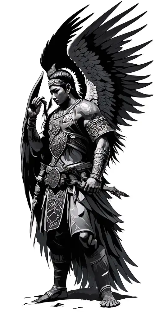 Mongolian Warrior Angel tattoo design idea