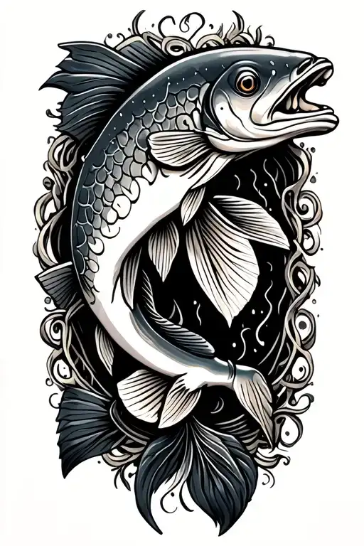 celtic trout tattoo design idea