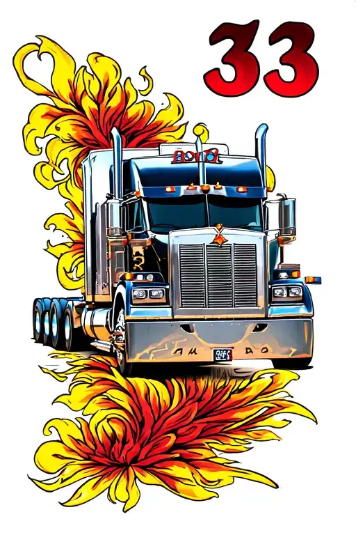 memorial 18 wheeler number 33 tattoo design idea