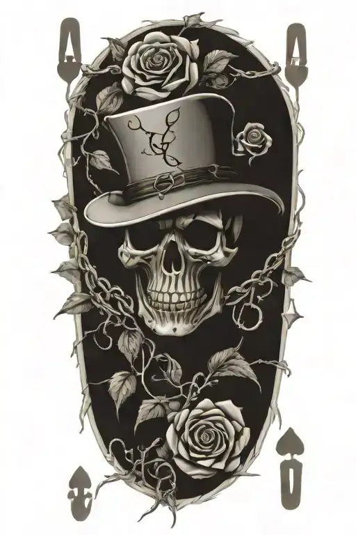 western,playing cards,roses, barbed wire tattoo design idea