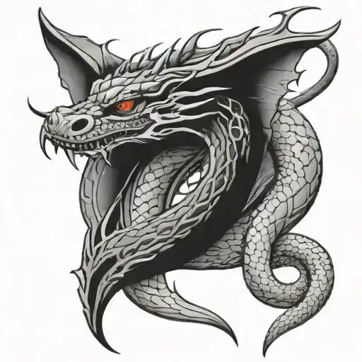 snake snd dragon wrapped tattoo design idea