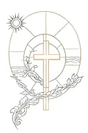 cross and a sun shining tattoo design idea