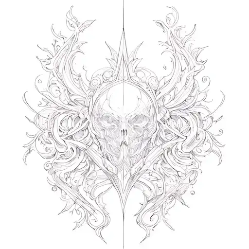 ornemantal, baroque, cyber sigilism tattoo design idea
