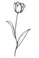 one tulip with long stem tattoo design idea