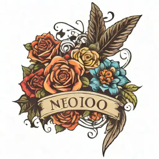 3 kids name tattoo design idea