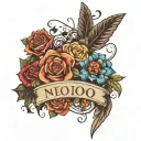 3 kids name tattoo design idea