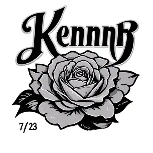 "KennyB 7/2/23" name written tattoo design idea
