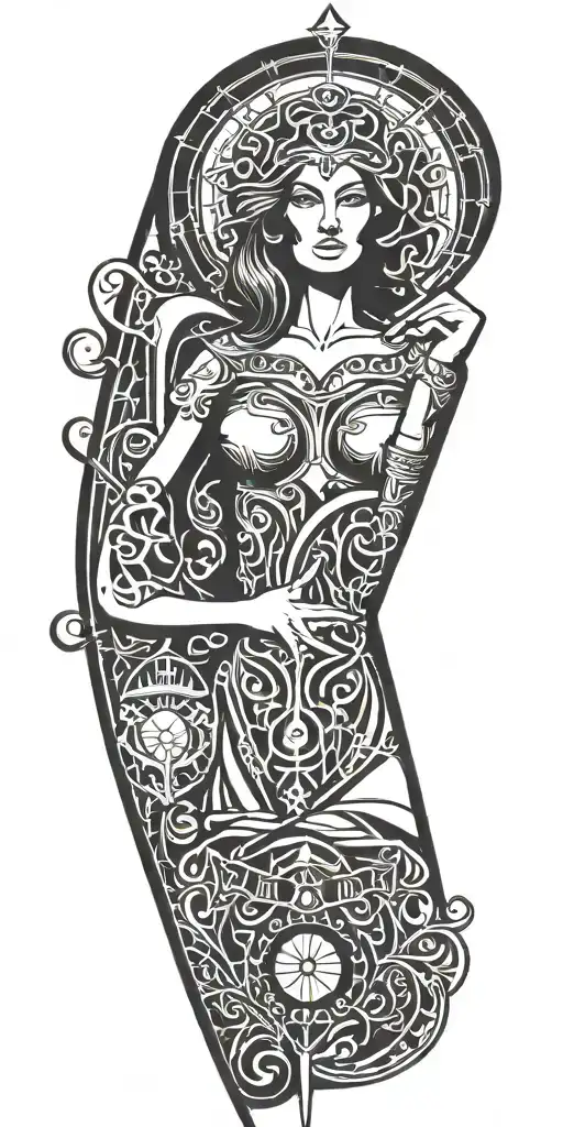 Libra and young sexy woman betrays tattoo design idea