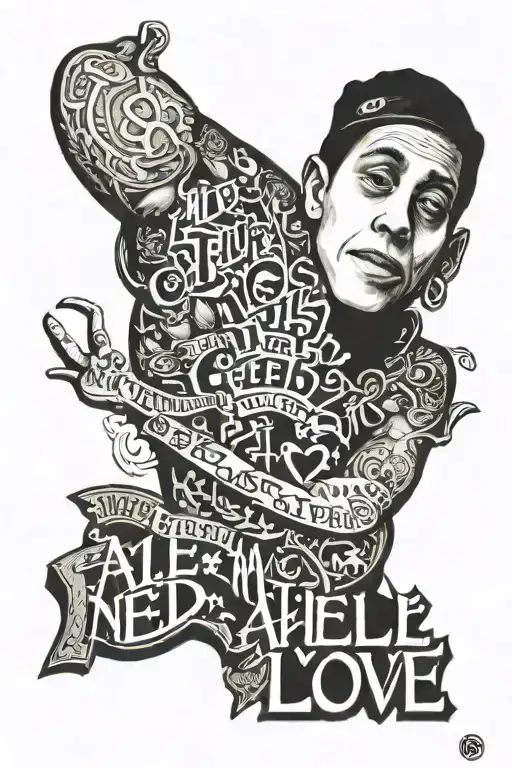 canserbero the rapper incorporating the text "all we need is love" tattoo design idea