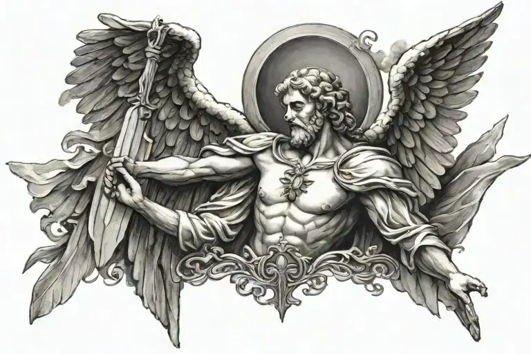 biblical angel tattoo design idea