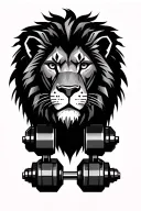Lion sketch with gym dumbbell tattoo design idea
