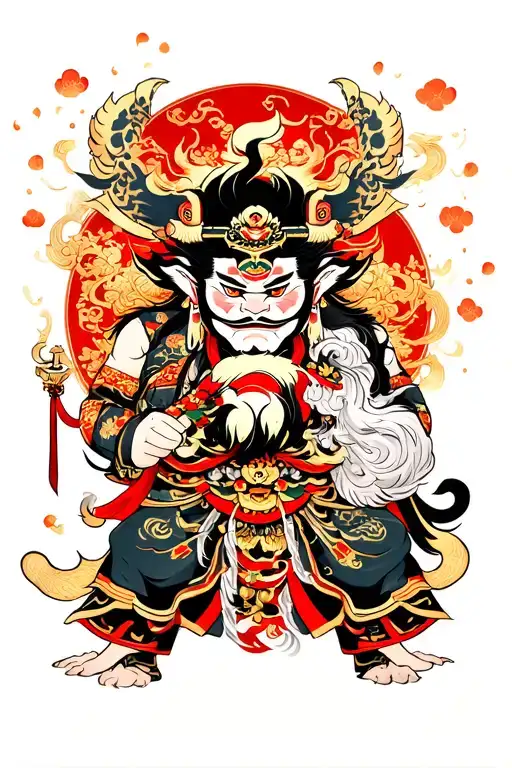 son wukong and raijin god and fuijin god tattoo design idea