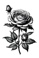 ranunculus rose with stem tattoo design idea