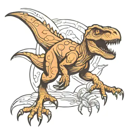 raptor dinosaur outline cartoon tattoo design idea