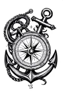 compass and anchor  tattoo design idea