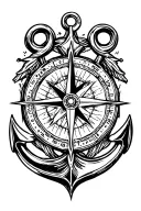 compass and anchor  tattoo design idea