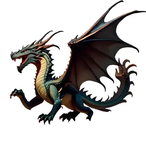 good v evil dragon flying tattoo design idea