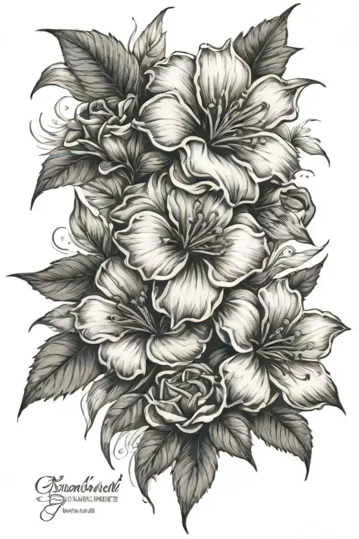 family loss grief flower tattoo design idea
