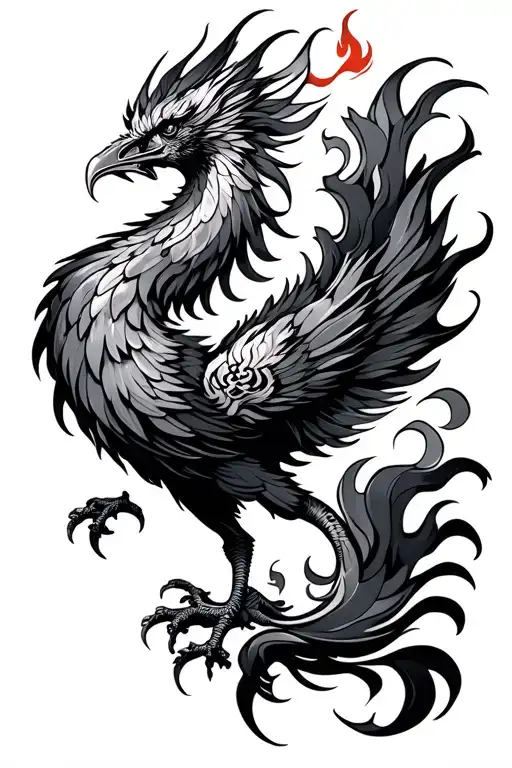 Chinese Phoenix with fire tattoo design idea