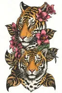 tiger lillies with leopard print and orchids tattoo design idea