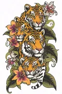 tiger lillies with leopard print and orchids tattoo design idea