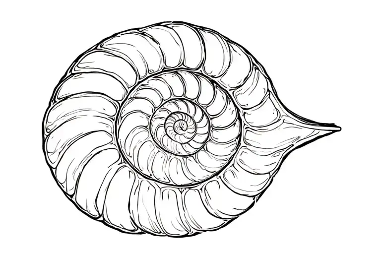nautilus shell merging with fibinocci spiral made tattoo design idea