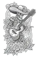 skeleton mariachi tattoo design idea