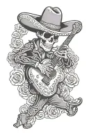 skeleton mariachi tattoo design idea