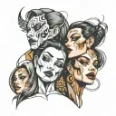 drama faces overlapping to make tattoo design idea