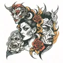 drama faces overlapping to make tattoo design idea
