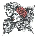 drama faces overlapping to make tattoo design idea