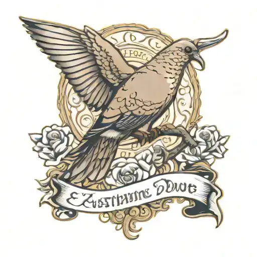 Mourning Dove with scroll that says easterling tattoo design idea