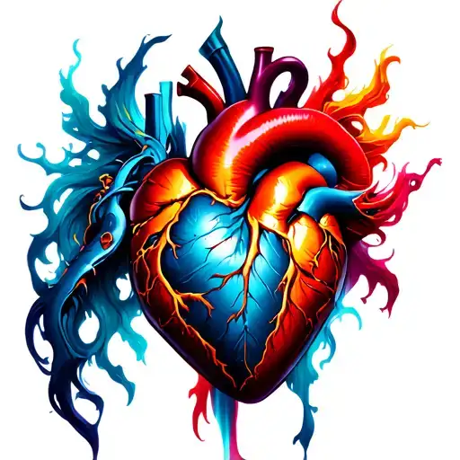 biomech turbo heart tattoo design idea