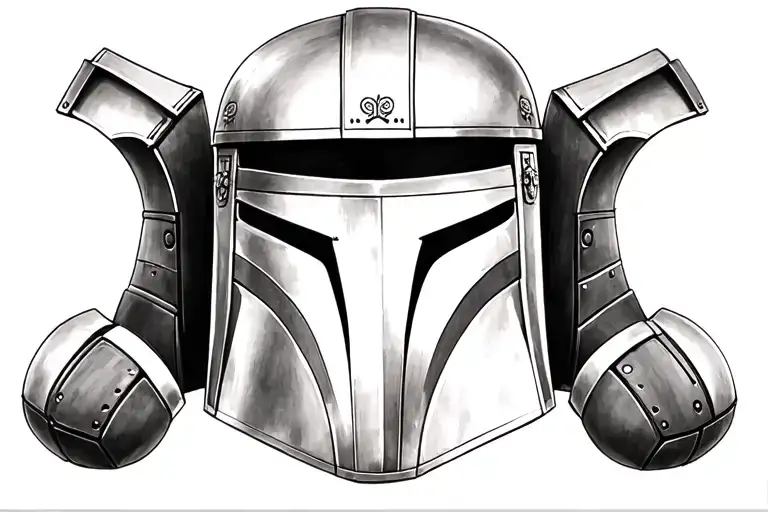 mandalorian helmet centered tattoo design idea