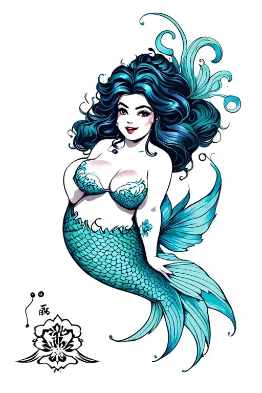 ursula chubby little mermaid as a pinup tattoo design idea