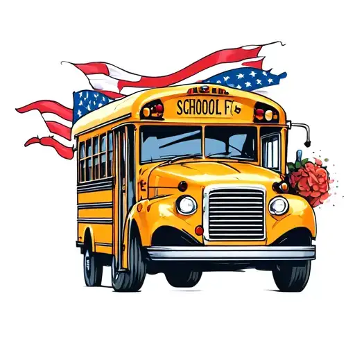 school bus tattoo design idea