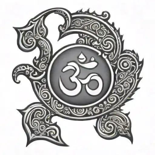 Tamil ohm symbol incorporated tattoo design idea