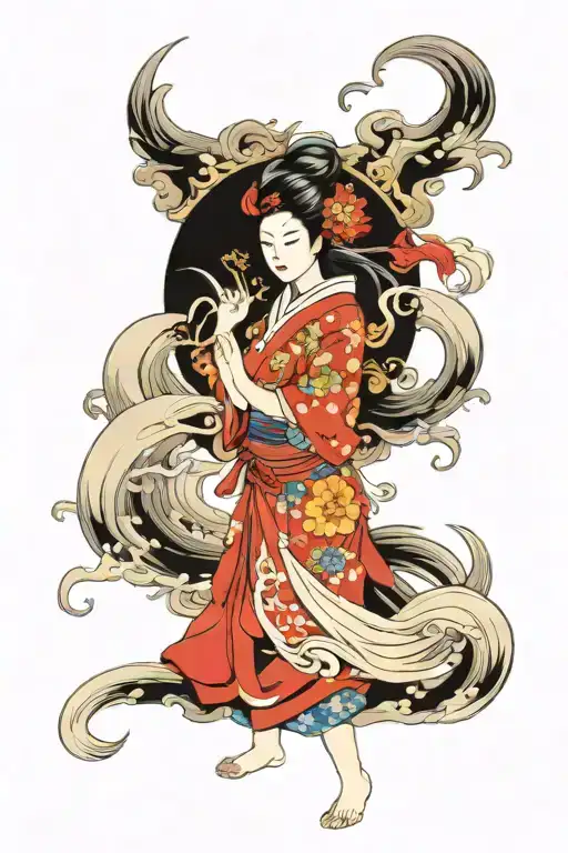 Japanese sun goddess Amaterasu tattoo design idea