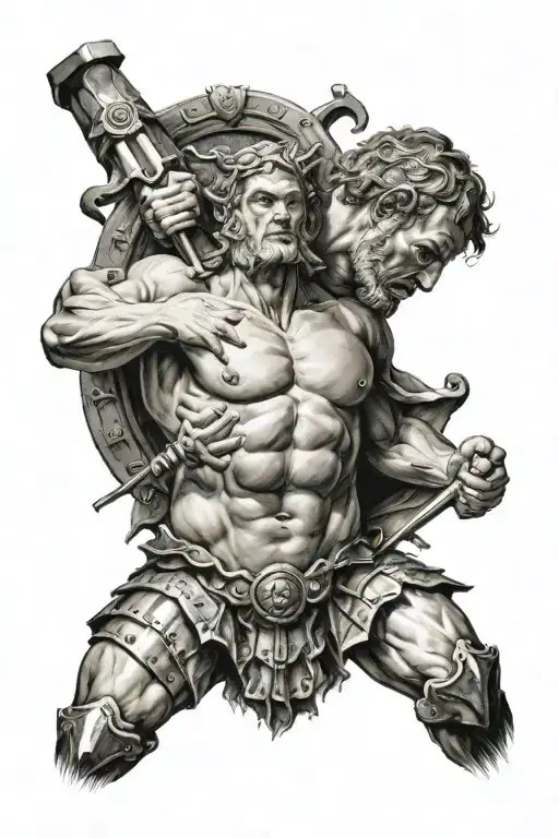 David cutting off Goliath's head tattoo design idea