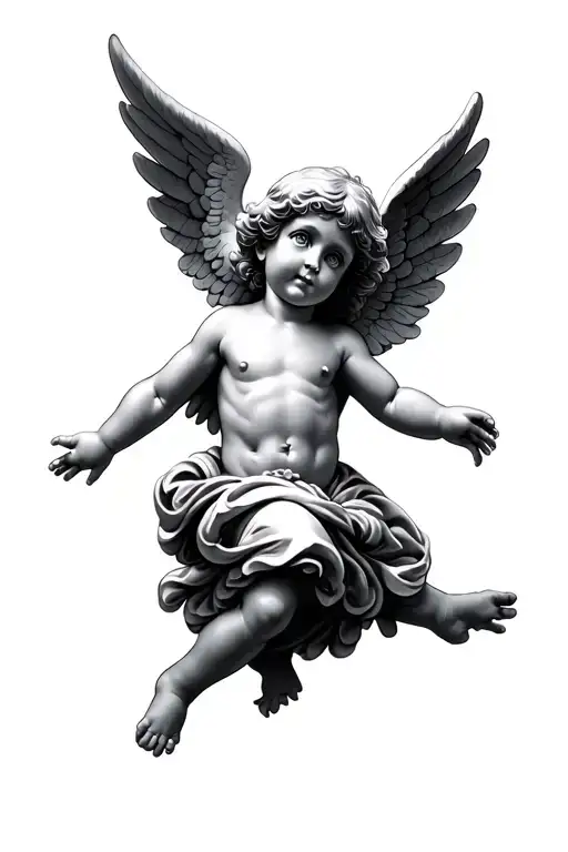 flying cherub angel tattoo design idea