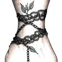 ankle bracelet one line bramble, one in lace and another in chain tattoo design idea