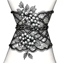 ankle bracelet one line bramble, one in lace and another in chain tattoo design idea