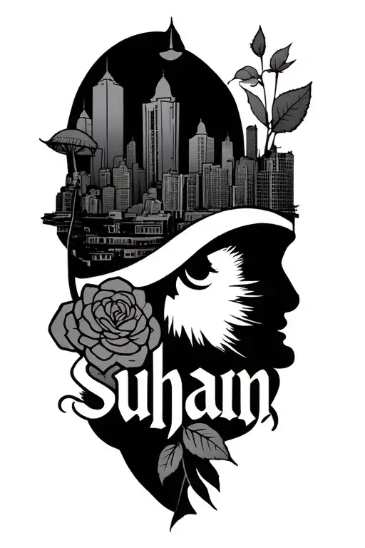 "Suhaan" cancer zodiac sign with the city of kolkata city line tattoo design idea