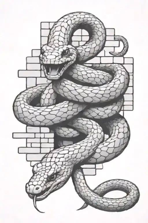 snake and bricks tattoo design idea